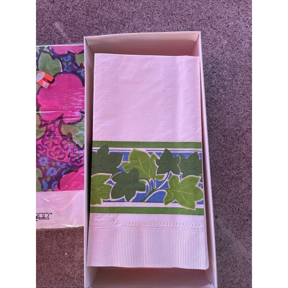 Vintage Hallmark Facial Guest Towel Napkin Lot Wood Holder Geese Mod Leaves Tux